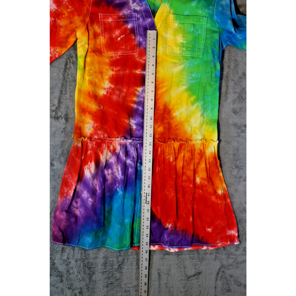 Speed Control New York Artisan Hand Dyed Rainbow Tie‑Dye Shirt Dress Size L - Picture 6 of 10